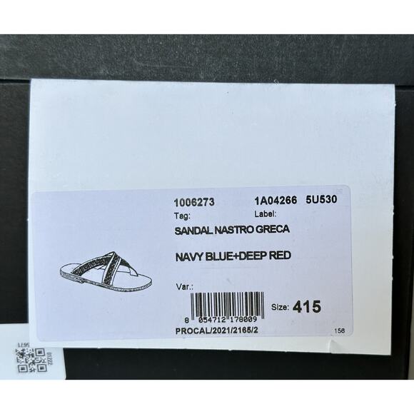 NIB Versace Greca Crisscross Blue/Red Slides Sandals 8.5 US (41.5 Euro) 1006273 - Picture 11 of 12